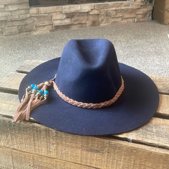 Ale by Alessandro boho black wool adjustable gaucho hat braided leather detail - Picture 1 of 7